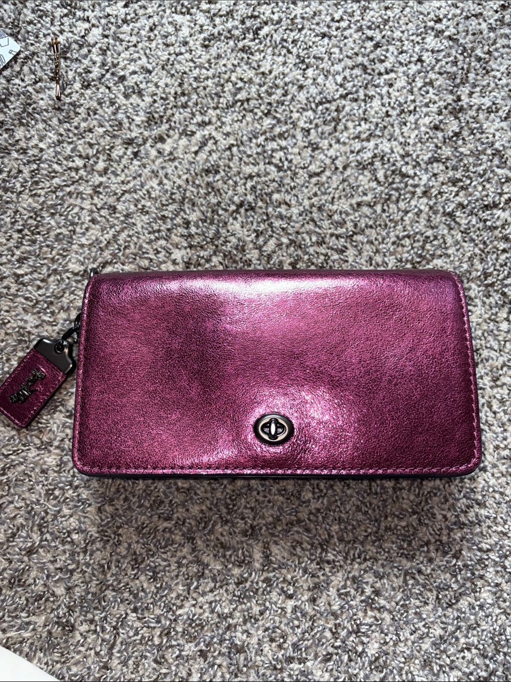 Coach plum metallic Dinky bag with kisslock